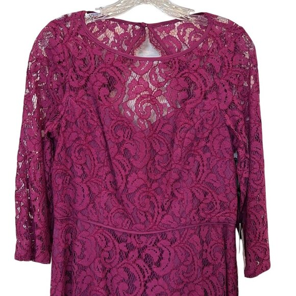 NWT Adrianna Papell Romantic Lace Overlay Open Back Dress Purple Size 8 - Picture 4 of 12